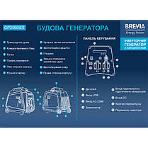 Генератор Brevia інверторний бензиновий 2,5кВт (ном 2,3кВт) з електростартером, фото 4
