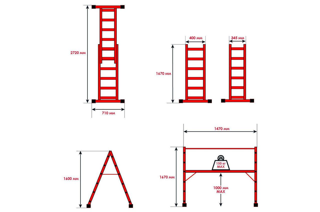 Лестница-помост Intertool - 1670 мм x 6 ступеней - фото 3 - id-p1972626464