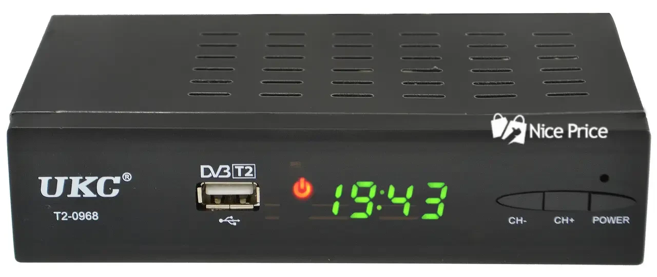 Тюнер UKC DVB T2-0968 з підтримкою wi-fi адаптера, Чорний