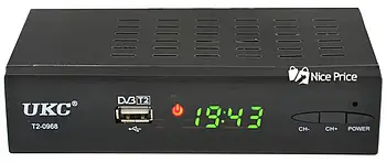 Тюнер UKC DVB T2-0968 з підтримкою wi-fi адаптера, Чорний