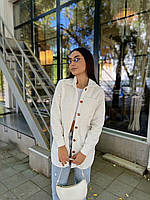 Женская куртка рубашка теплая букле бежевая Плюшевая S, M, L, XL Белый, L