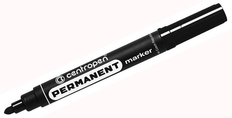 Маркер перманентний Centropen 8566 чорний 2,5 мм кулеподібний, водостійкий маркер (для ламінованих цінників), фото 1