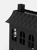 Декор Хелловін металевий будинок свічник чорний середній
