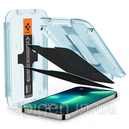 Захисне скло Spigen для iPhone 16e / 14 / 13 / 13 Pro - EZ FIT GLAS.tR Privacy (2 шт), (AGL03388), фото 1
