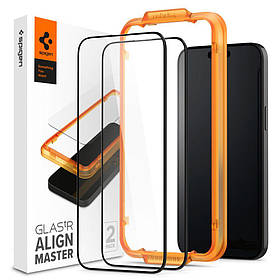 Захисне скло Spigen для iPhone 15 - ALIGNmaster (2 шт), Black (AGL06906)