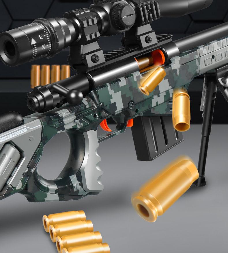 Детализованная снайперская винтовка AWM 98K + Набор патронов с мягкими шарами-присосками, Детская игрушечная - фото 3 - id-p1972712277