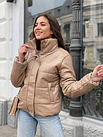 Жіноча тепла матова куртка еко-шкіра без капішона у гарних кольорах. Размеры : 42, 44, 46