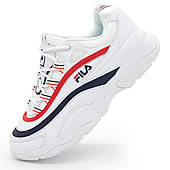 Жіночі білі кросівки FILA Ray з синім. Топ якість! 36. Розміри в наявності: 36, 39, 40.