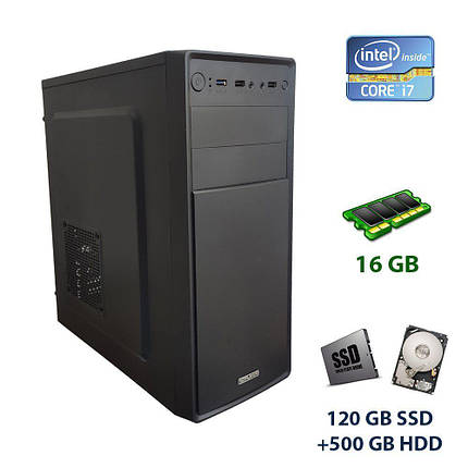 Комп'ютер 1stPlayer Case A2 MT/ Core i7-2600/ 16 GB RAM/ 120 GB SSD + 500 GB HDD/ Radeon RX 470 4GB/ 400W, фото 1