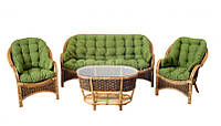 Комплект плетеной мебели из натурального ротанга софа, 2 кресла и столик
