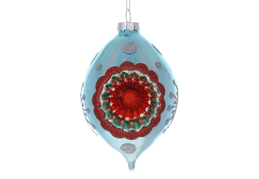 Ялинкова прикраса з декором, 12см, колір - блакитний з гліттером ТОВАР ВІД ВИРОБНИКА