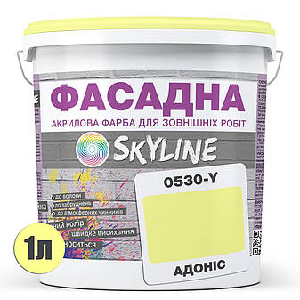 Фарба Акрил-латексна Фасадна Skyline 0530-Y Адоніс 1л, фото 3