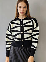 Укорочений кардиган на ґудзиках чорний