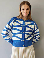 Укорочений кардиган на ґудзиках синій