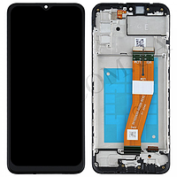 Дисплей (LCD) Samsung GH81- 18456A A025F Galaxy A02S (161*72) чёрный сервисный + рамка