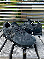 Кросівки New Balance 574 (темно-зелені з чорню підошвою)