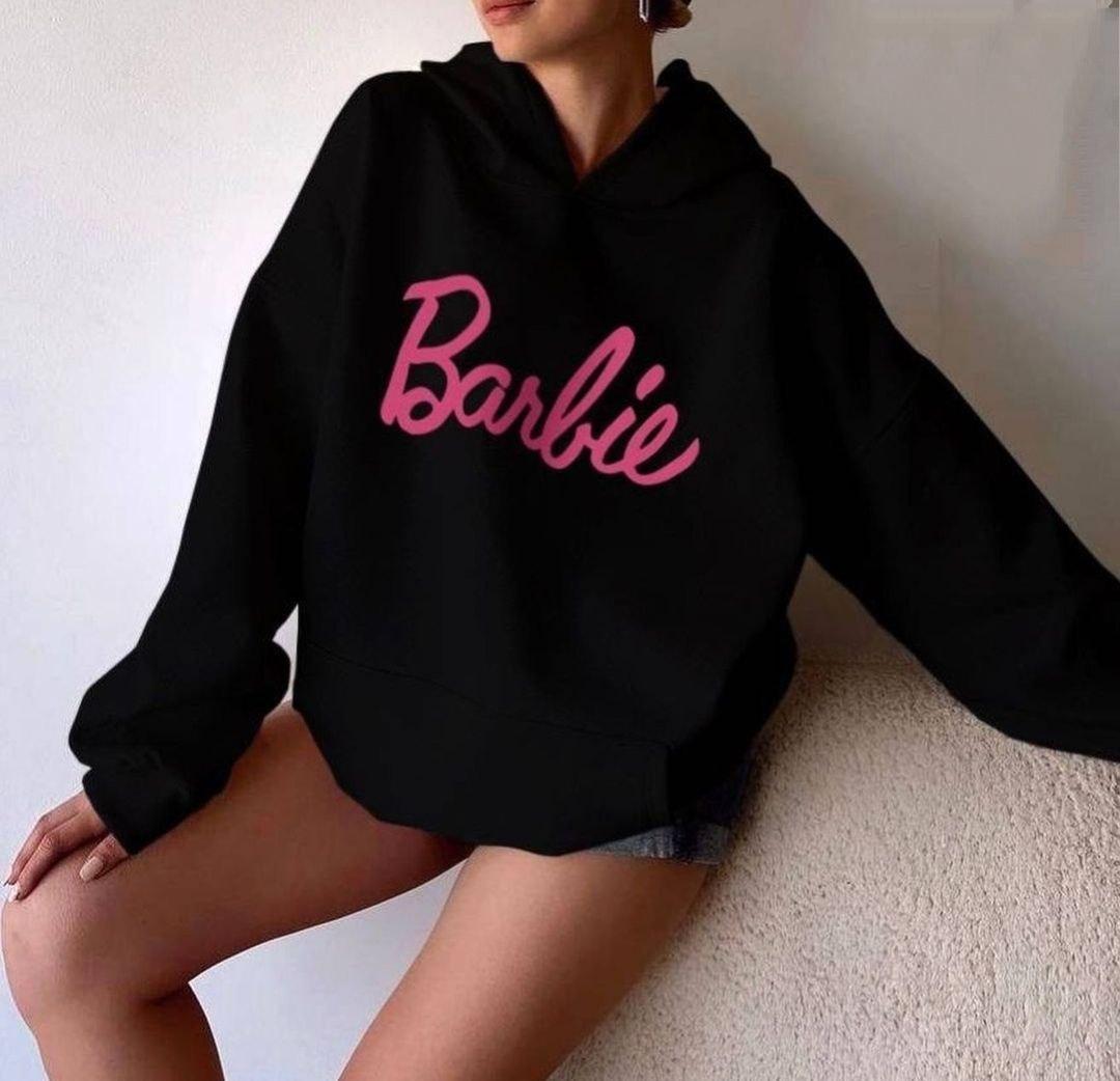 Жіночий теплий худі,Oversize з принтом Барбі,Barbie