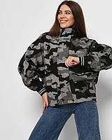 Женская куртка демисезон милитари стиль короткая пальтовая ткань хаки 8790-4