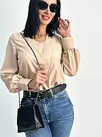 Женская демисезонная блузка из легкого софта с длинными рукавами