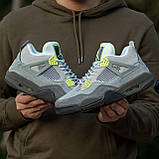 Чоловічі баскетбольні кросівки Air Jordan Retro 4 Grey/Green, фото 2