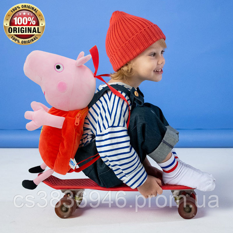 Плюшевий рюкзак для дітей Свинка Пеппа ОРІГИНАЛ рожева Peppa Pig, дитяча яскрава сумочка рожевого кольору