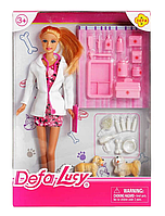Игровой набор Кукла Дефа Defa Lucy Ветеринар с питомцами и аксессуарами Розовый
