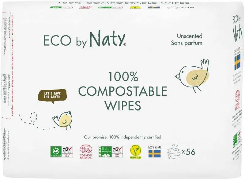 Органічні серветки Eco by Naty без запаху 168 шт (3 упаковки 1), фото 1