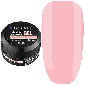 Твердий гель для нарощування Lilly Beaute Solid Gel No05, 15 г насичений рожевий