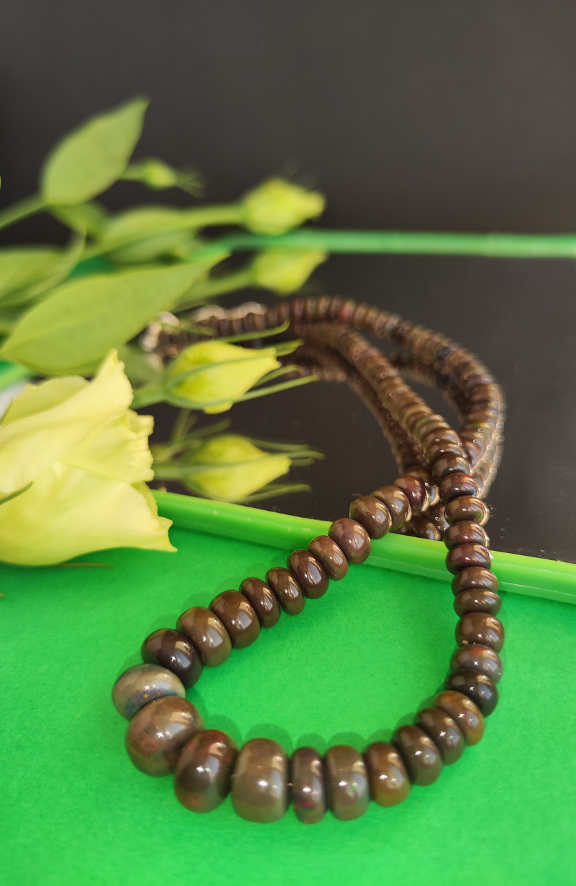 Натуральний ефіопський опал. Намисто з натурального ефіопського опалу .Намисто чокер  опал .Індія., фото 1