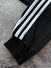 Чоловічі зимові спортивні штани Adidas чорні з лампасами на флісі Адідас, фото 6