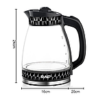 Електрочайник скляний RAF R.7908 Чорний 2000W, фото 4