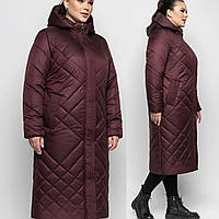 Качественный женский длинный пуховик больших размеров женское зимнее пальто батал