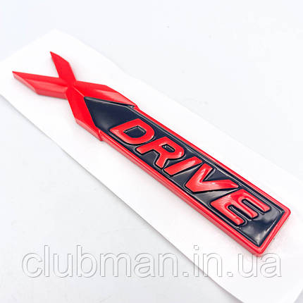 Емблема (наклейка, шильдик) XDrive BMW (БМВ) Червоно чорний Стікер (11 x 1.7 см), фото 3