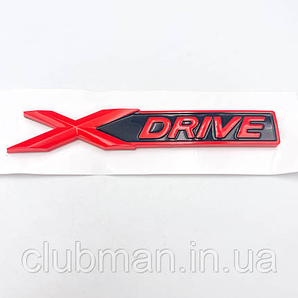 Емблема (наклейка, шильдик) XDrive BMW (БМВ) Червоно чорний Стікер (11 x 1.7 см), фото 1