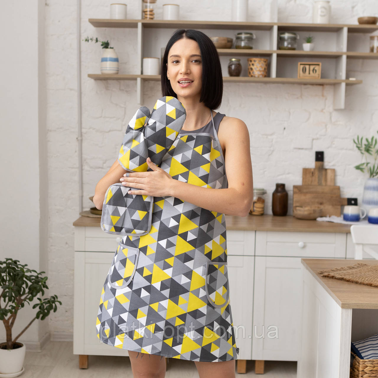 Кухонний набір водовідштовхувальний "Трикутники жовтий" 3 предмета