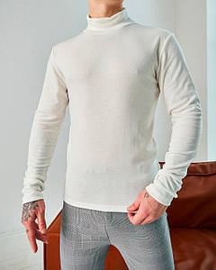 Чоловічий стильний Гольф білого кольору чоловіча водолазка під горло з довгим рукавом трикотажний модний на хлопця