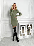 Плаття в'язане бавовняне рубчик Roksolana оливка, фото 7