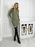 Плаття в'язане бавовняне рубчик Roksolana оливка, фото 8