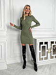 Плаття в'язане бавовняне рубчик Roksolana оливка, фото 9