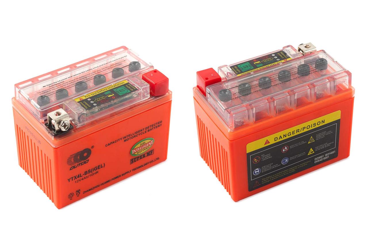 Аккумулятор 12v 4а гелевый 114x71x88, оранжевый, с индикатором заряда outdo - фото 1 - id-p1688353526
