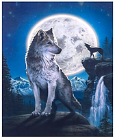 Алмазная вышивка Животные мозаика круглыми стразами Волки и Луна 30*40 Рисование камнями на холсте GLD61366