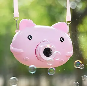 Дитячий генератор для мильних бульбашок Bubble Camera Свинка, Фотоапарат-генератор мильних бульбашок Рожевий, фото 3