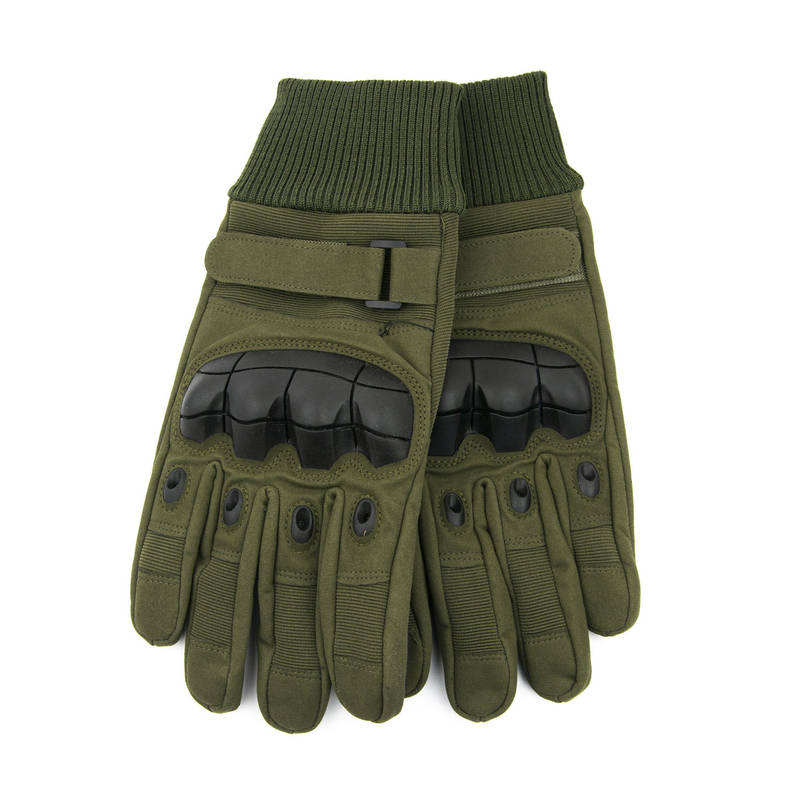 Оптом тактичні рукавички з протектором на флісовій підкладці (арт. 23-17-32) Оливковий, фото 1