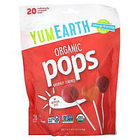 Органічні льодяники YumEarth organic pops асорті на паличці 20 льодяників