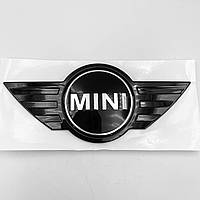 Эмблема передняя MINI (Мини) Cooper Countryman R60, SD Paceman R61 Черно Хром лого 15 х 6,5 см