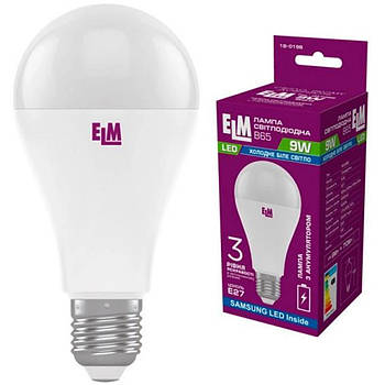 Світлодіодна лампа з акумулятором ELM A65 9Вт 880Lm 4000K 220В E27 (18-0196)