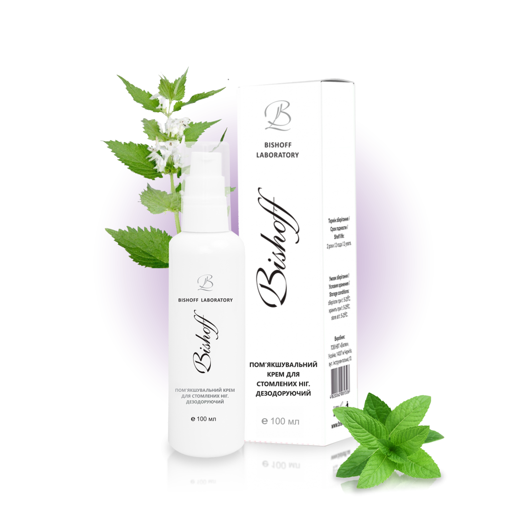 Крем Bishoff Дезодоруючий пом'пом'якшувальний для стомлених ніг 100 мл K17/100