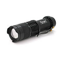 Фонарь ручной Watton WT-304, 1LED CREE Q5, 3W, 3 режима+Zoom, АА/1300mah, Black, IP40, СЗУ, 92х26х26мм, BOX. x