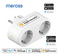 Розумна подвійна WiFi розетка Meross MSS120 10A, Apple HomeKit, SmartThings