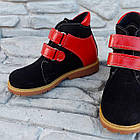 Дитячі демісезонні ортопедичні черевики Фішка чорно-червоні, фото 3